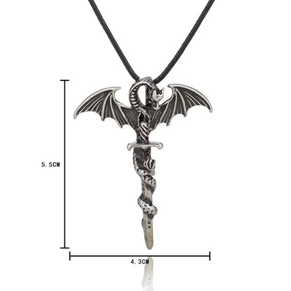 Halloween Pterodactyl Sword Luminous Leather Cord Necklace Wholesale Jewelry Gooddiy