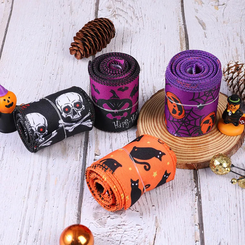 Halloween Pumpkin Bat Skull Silk Cloth Party Ribbon