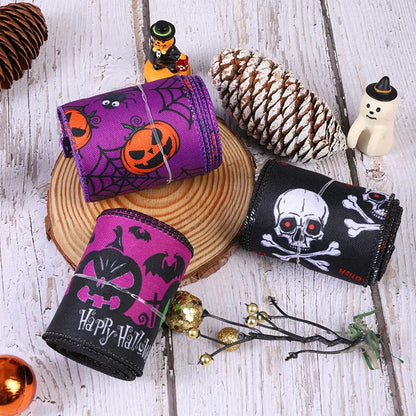 Halloween Pumpkin Bat Skull Silk Cloth Party Ribbon