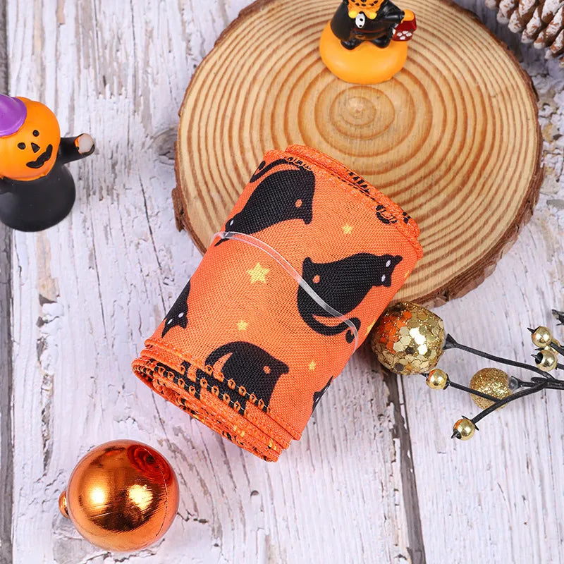 Halloween Pumpkin Bat Skull Silk Cloth Party Ribbon