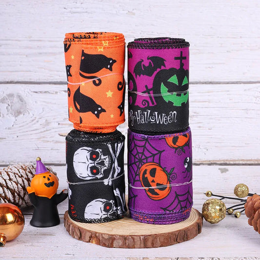 Halloween Pumpkin Bat Skull Silk Cloth Party Ribbon