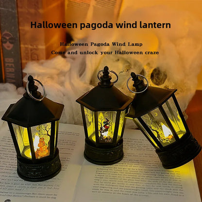 Halloween Pumpkin Light LED Electronic Candle Ghost Festival Easter Party Decoration Decoration Pagoda Wind Light Hanging