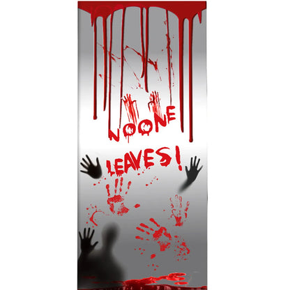 Halloween Punk Letter Palm Blood Stains PE Party Festival Door Sticker