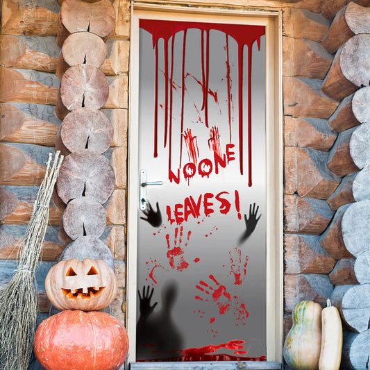 Halloween Punk Letter Palm Blood Stains PE Party Festival Door Sticker