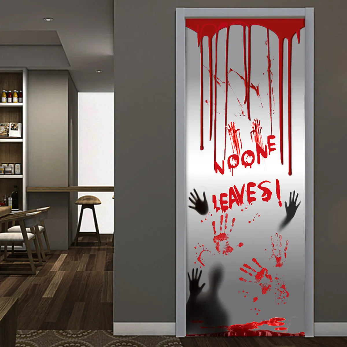 Halloween Punk Letter Palm Blood Stains PE Party Festival Door Sticker