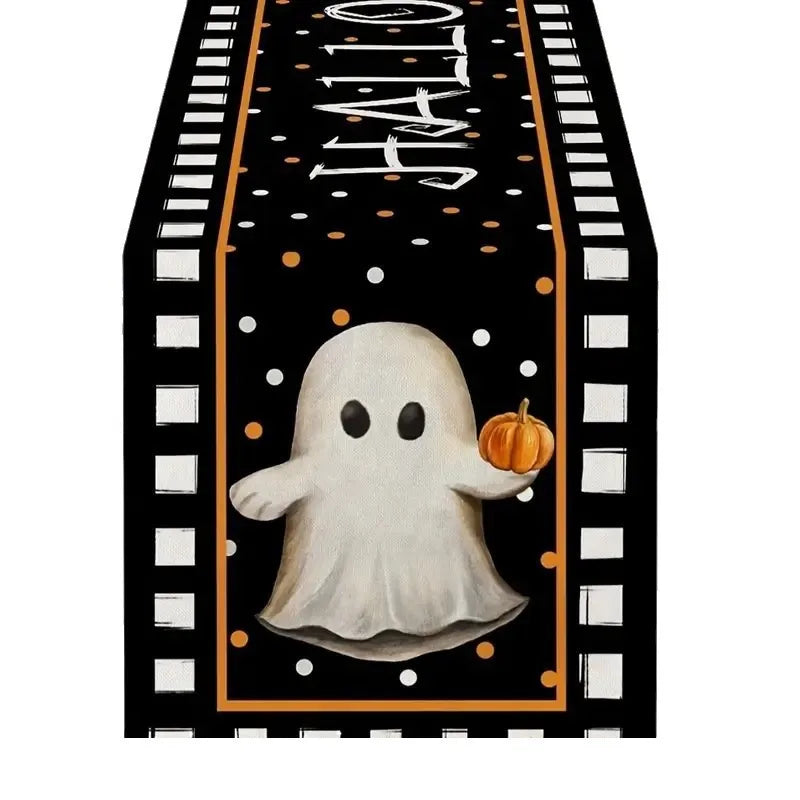 Halloween Simple Style Pumpkin Letter Ghost Linen Table Runner