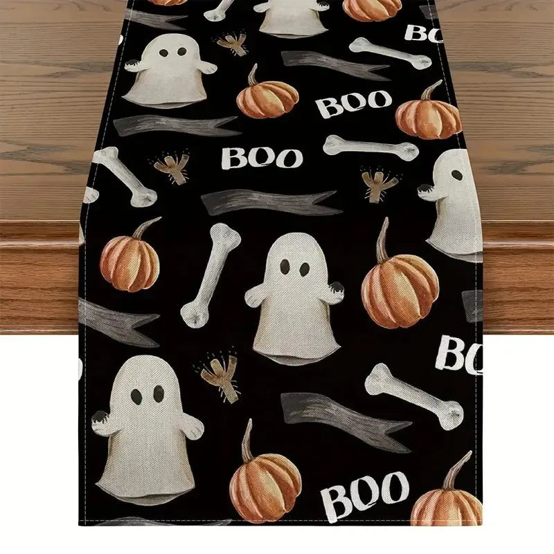 Halloween Simple Style Pumpkin Letter Ghost Linen Table Runner