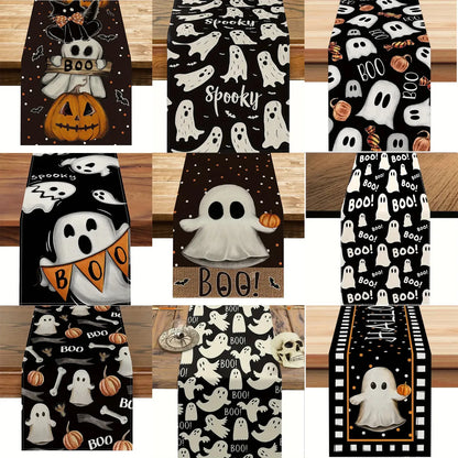 Halloween Simple Style Pumpkin Letter Ghost Linen Table Runner