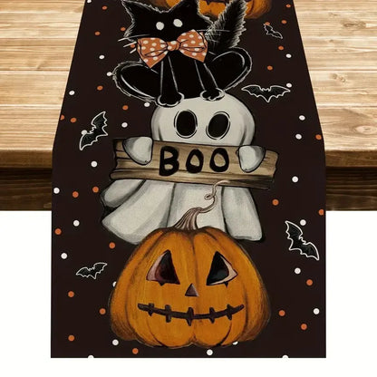 Halloween Simple Style Pumpkin Letter Ghost Linen Table Runner