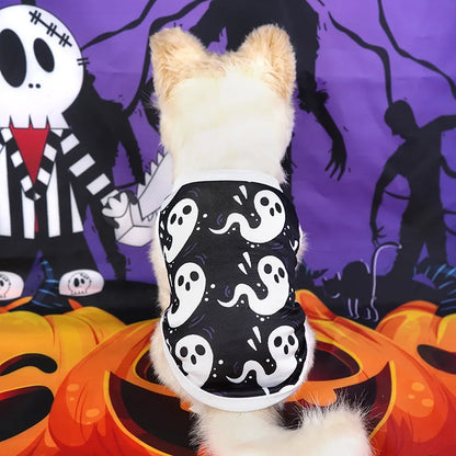 Halloween Skull Pet Clothes Puppy Dog Pumpkin Bucket Black New Cross-Border Cat Pet Costume Pumpkin Ghost