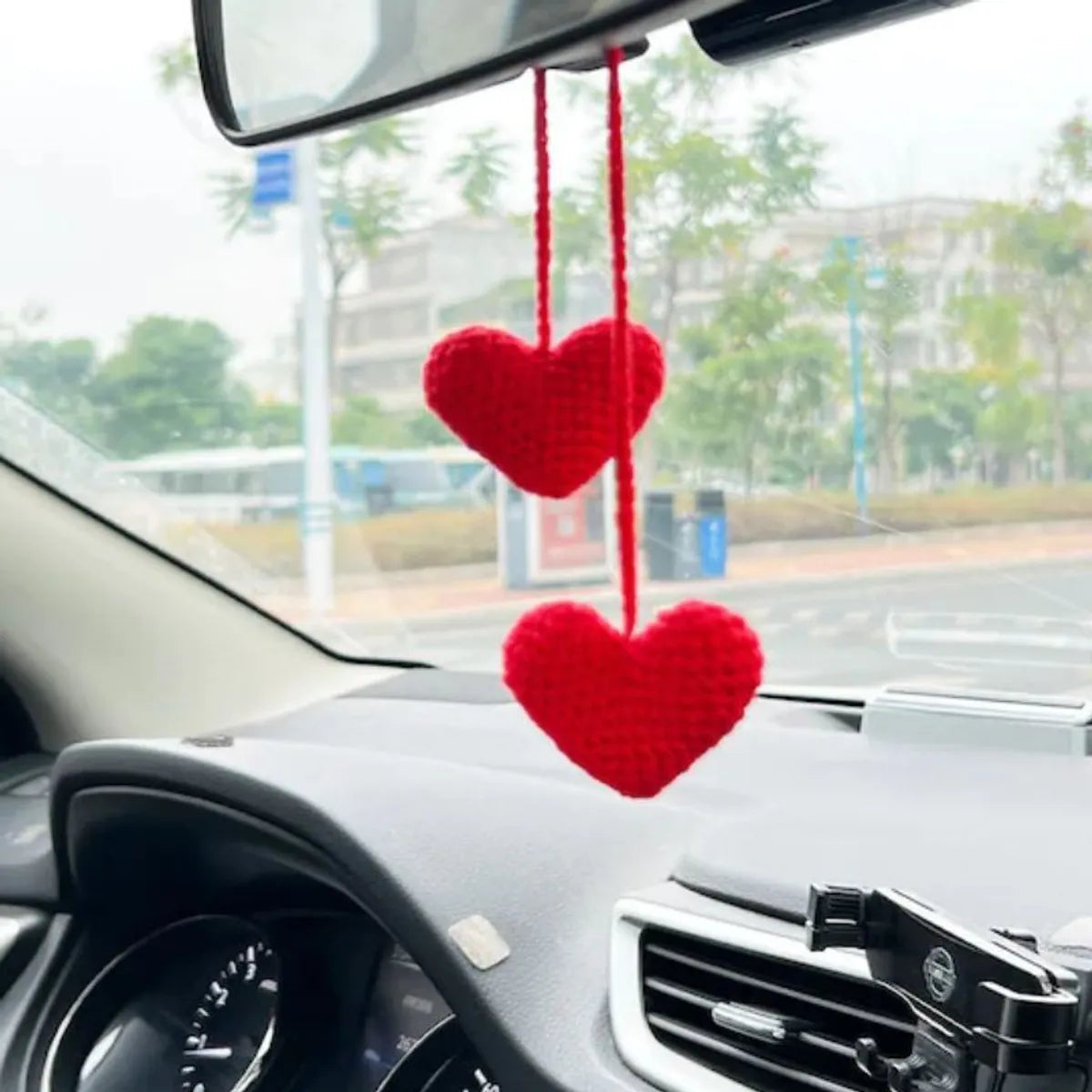 Hand-Crocheted Chlorophytum Potted Yarn Car Rearview Mirror Creative Ornament