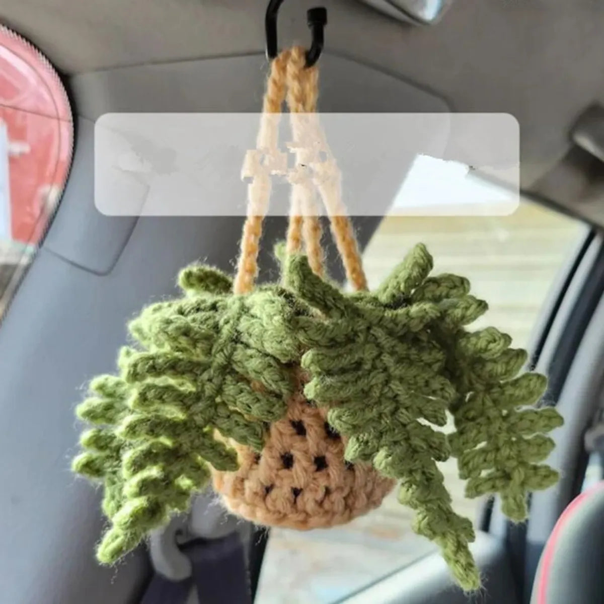 Hand-Crocheted Chlorophytum Potted Yarn Car Rearview Mirror Creative Ornament