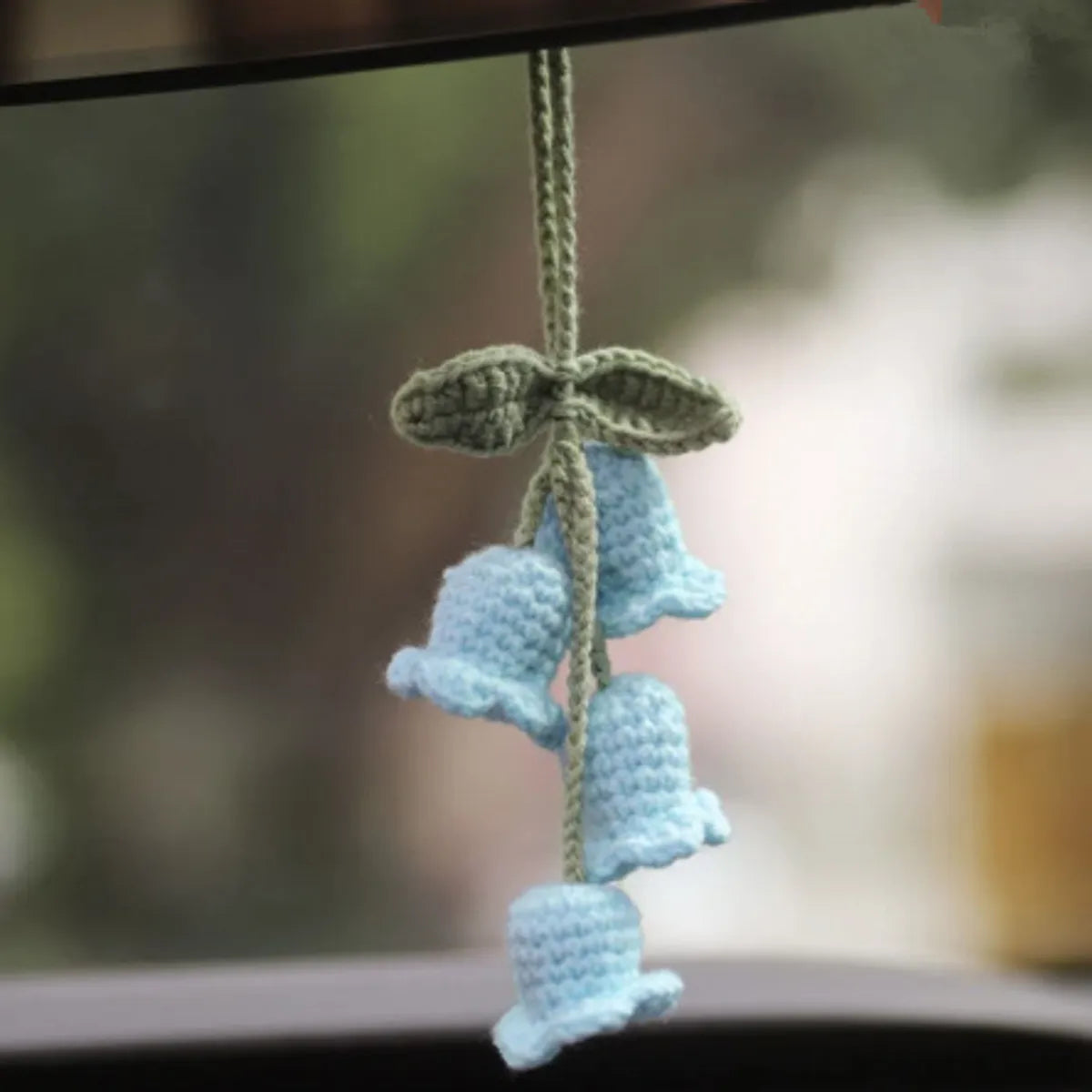 Hand-Crocheted Chlorophytum Potted Yarn Car Rearview Mirror Creative Ornament