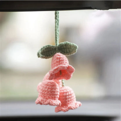 Hand-Crocheted Chlorophytum Potted Yarn Car Rearview Mirror Creative Ornament