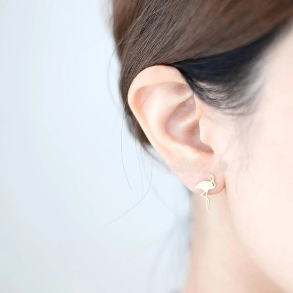 Hand-drawing Red-crowned Crane Alloy Plating Stud Earrings Gold And Silver Rose Golden Nhcu149815