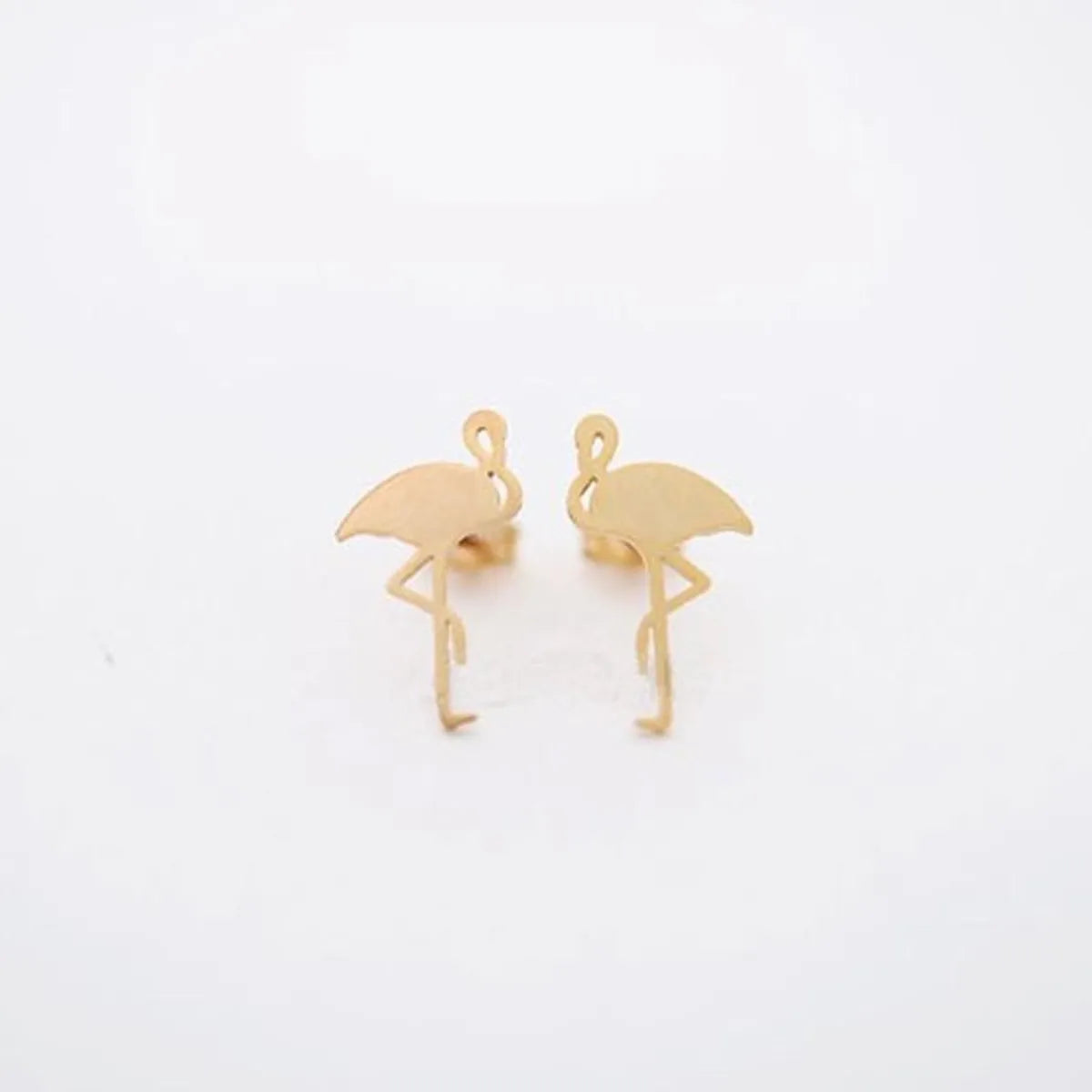 Hand-drawing Red-crowned Crane Alloy Plating Stud Earrings Gold And Silver Rose Golden Nhcu149815