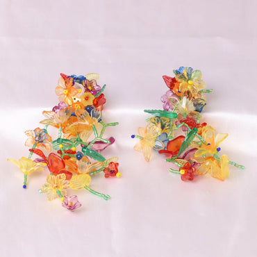 Hand-woven Flower Tassel Exaggerated Small Flower Fashion Wild Women's Earrings