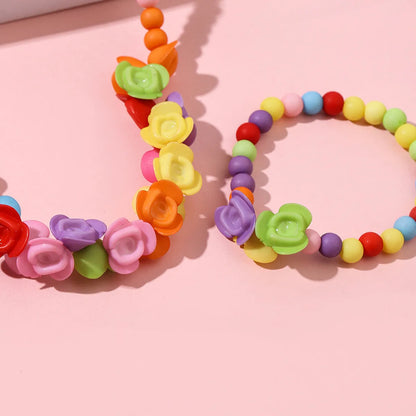 Korean Style/Korean Style Flowers Plastic Handmade Flowers Ball Bead Chain Colorful Beads Necklace Necklace