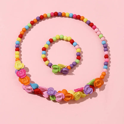 Korean Style/Korean Style Flowers Plastic Handmade Flowers Ball Bead Chain Colorful Beads Necklace Necklace