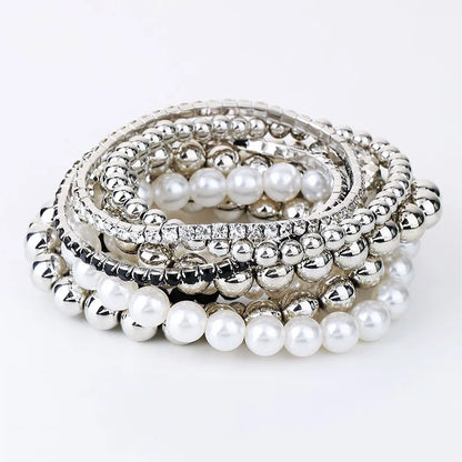 Handmade Bohemian Commute Round ABS Imitation Pearl Wholesale Bracelets