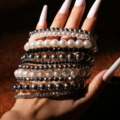 Handmade Bohemian Commute Round ABS Imitation Pearl Wholesale Bracelets