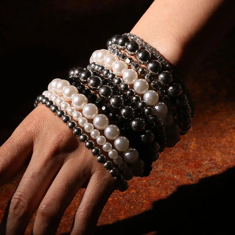 Handmade Bohemian Commute Round ABS Imitation Pearl Wholesale Bracelets