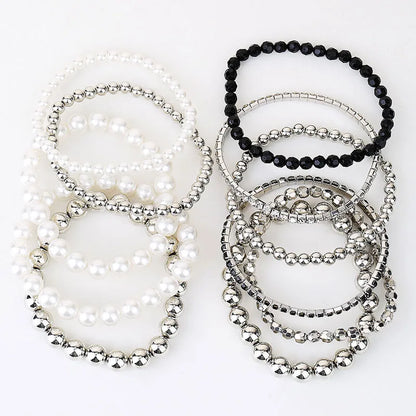 Handmade Bohemian Commute Round ABS Imitation Pearl Wholesale Bracelets