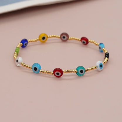 Handmade Devil'S Eye Alloy Glass Beaded Unisex Bracelets