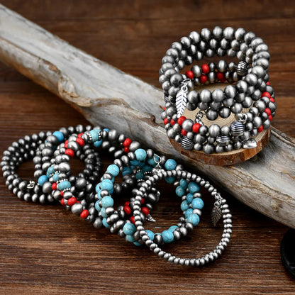 Handmade Ethnic Style Colorful Alloy Plastic Turquoise Beaded Unisex Bracelets