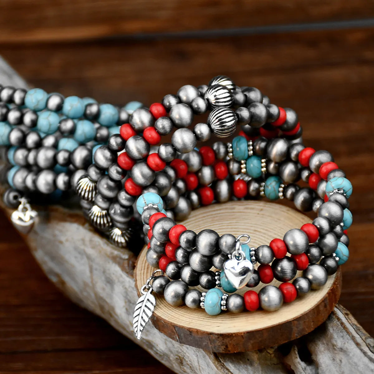 Handmade Ethnic Style Colorful Alloy Plastic Turquoise Beaded Unisex Bracelets