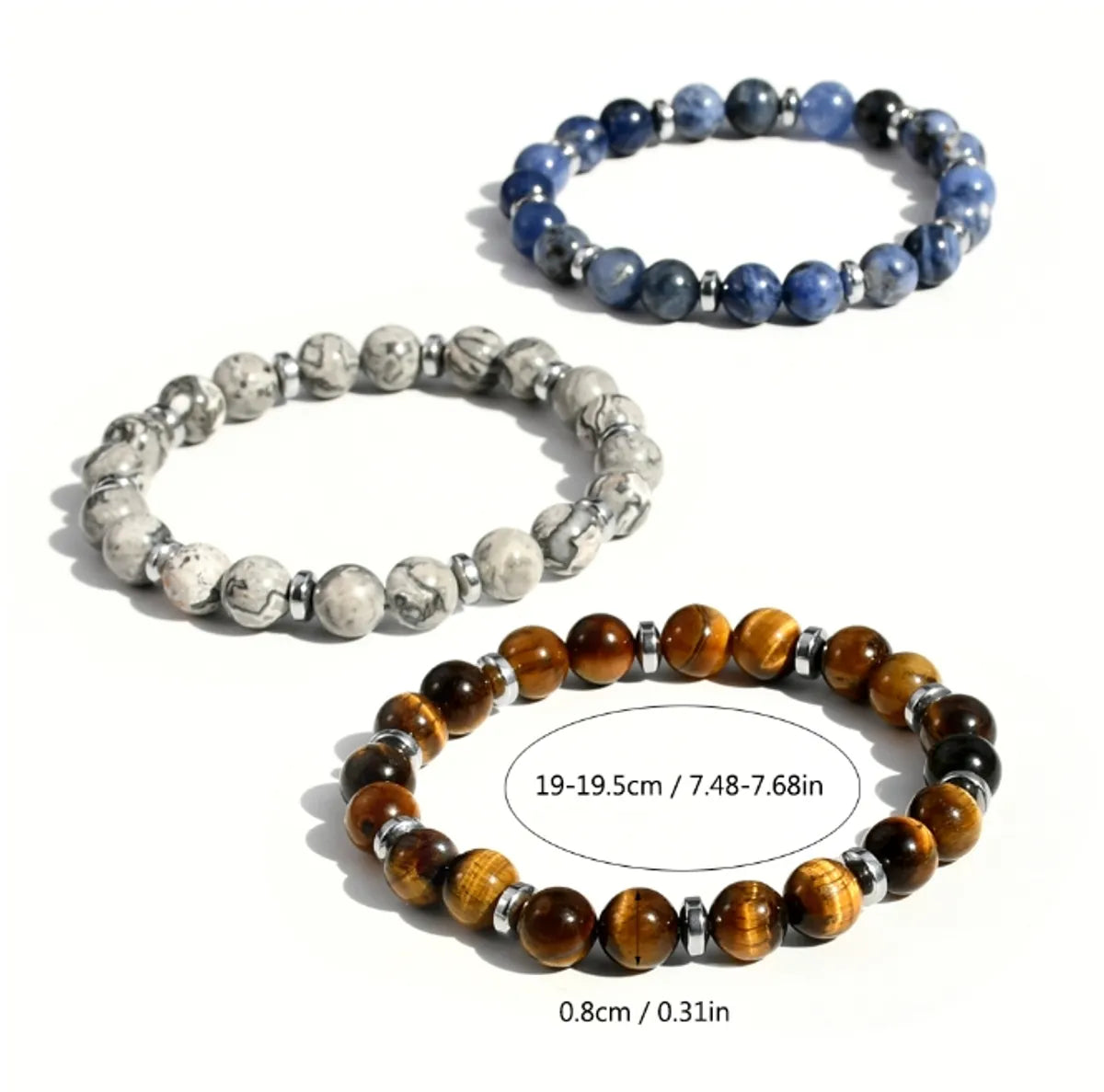 Handmade Multicolor Natural Stone Beaded Plating Silver Plated Bracelets