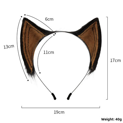 Handmade Simulation Beast Ear Cos Dixiya Cat Ear Headband Cute Plush Moving Long Exhibition Mountain Cat Ear Props