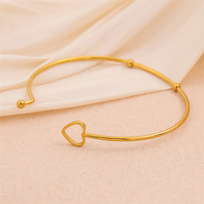 Handmade Solid Color Heart Shape Knot Stainless Steel 18K Gold Plated Bangle In Bulk