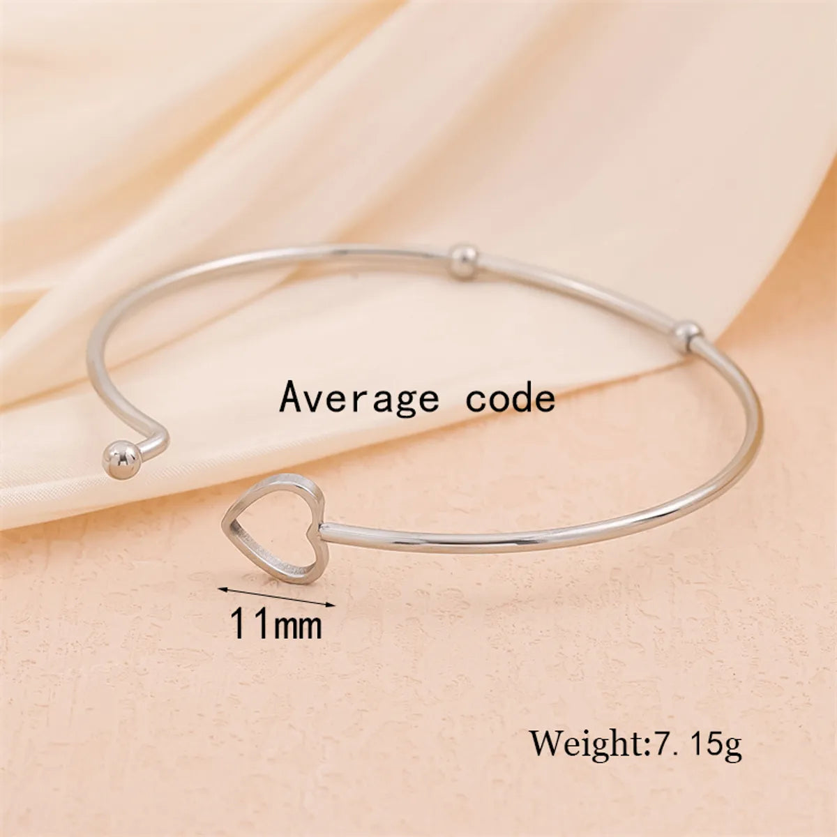 Handmade Solid Color Heart Shape Knot Stainless Steel 18K Gold Plated Bangle In Bulk