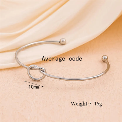 Handmade Solid Color Knot Stainless Steel Asymmetrical Plating 18k Gold Plated Cuff Bracelets