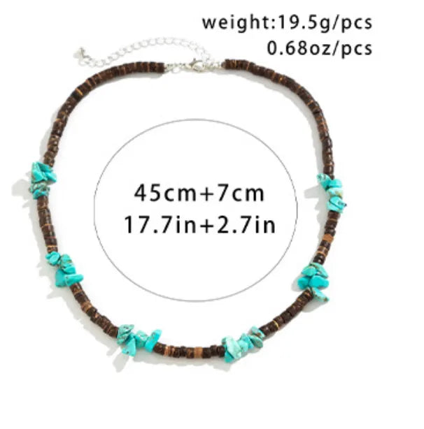 Hawaiian Beach Irregular Alloy Stone Beaded Unisex Bracelets Necklace