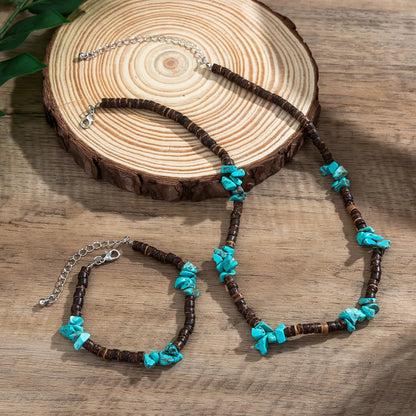 Hawaiian Beach Irregular Alloy Stone Beaded Unisex Bracelets Necklace