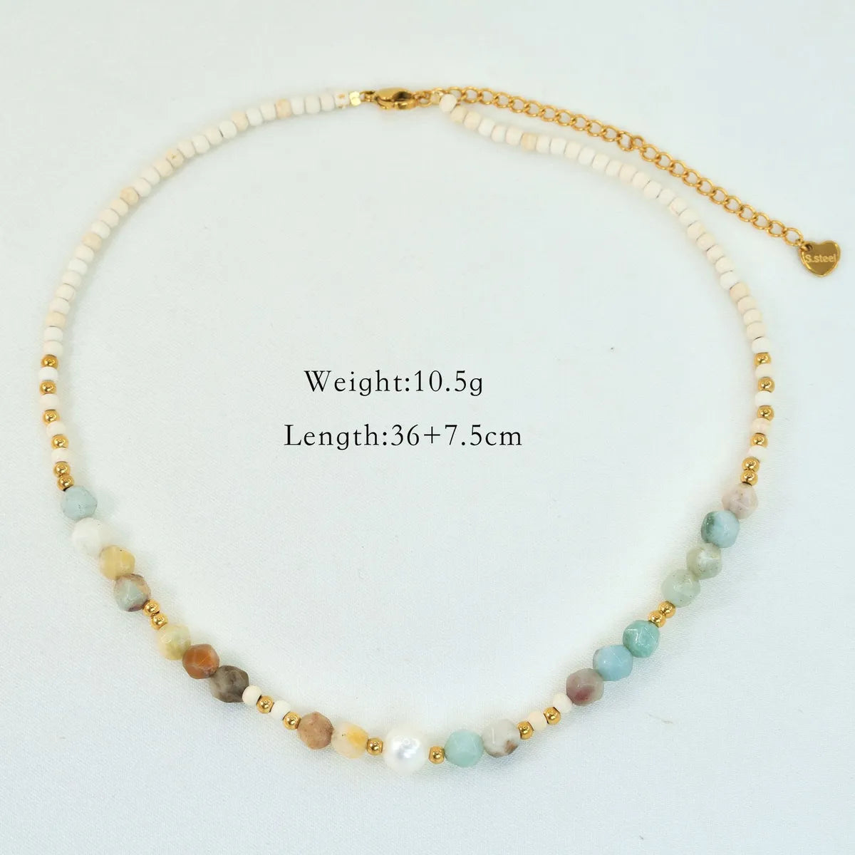 Hawaiian Bohemian Simple Style Geometric Freshwater Pearl Glass Titanium Steel Women'S Necklace