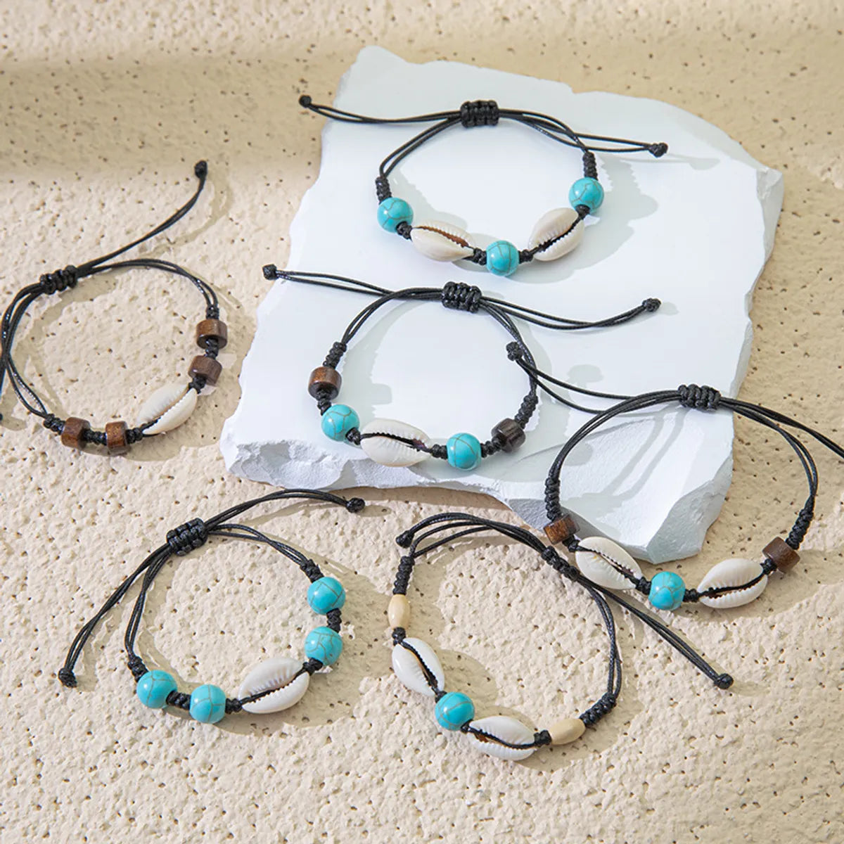 Hawaiian Bohemian Tropical Geometric Turquoise Rope Shell Wholesale Bracelets