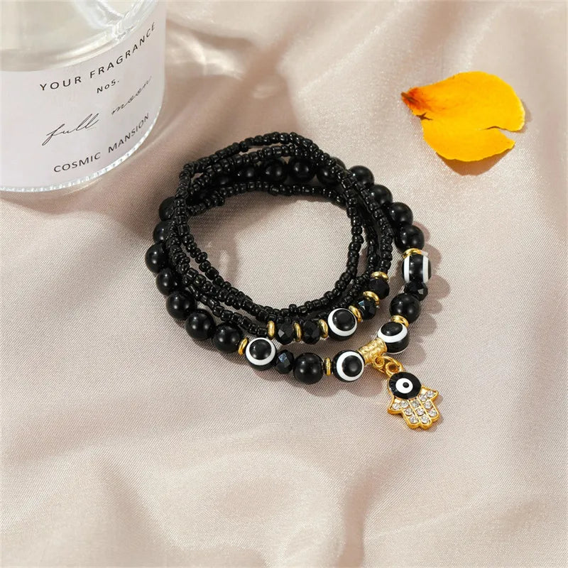 Hawaiian Classic Style Streetwear Eye 18k Gold Plated Gold Plated Silver Plated Artificial Crystal Rhinestones Beaded Copper Wholesale Bracelets