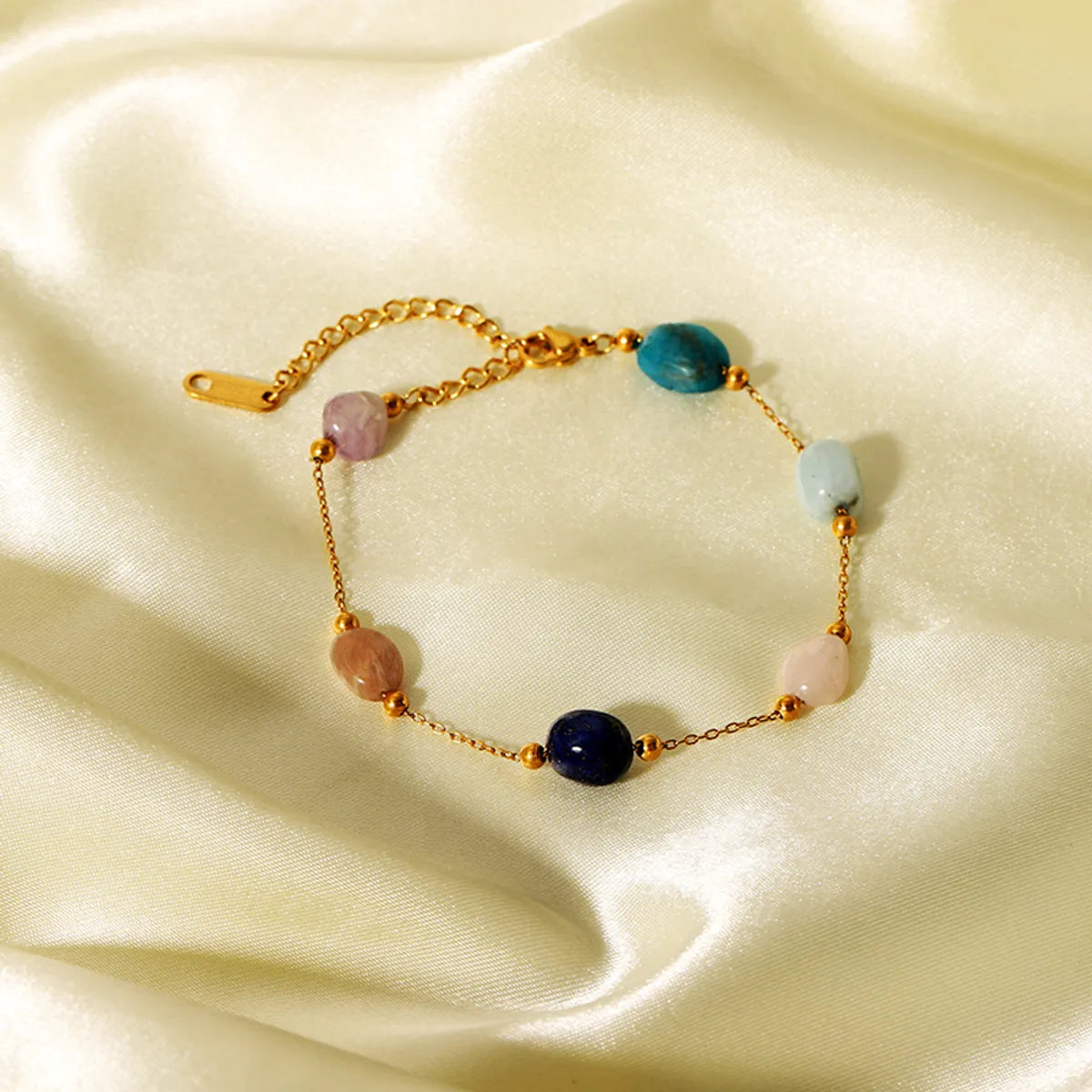 Hawaiian Sweet Multicolor Stainless Steel 18k Gold Plated Natural Stone Bracelets In Bulk