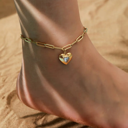 Hawaiian Tropical Cool Style Eye Solid Color Butterfly 304 Stainless Steel Plating Inlay Shell 18K Gold Plated Women'S Anklet