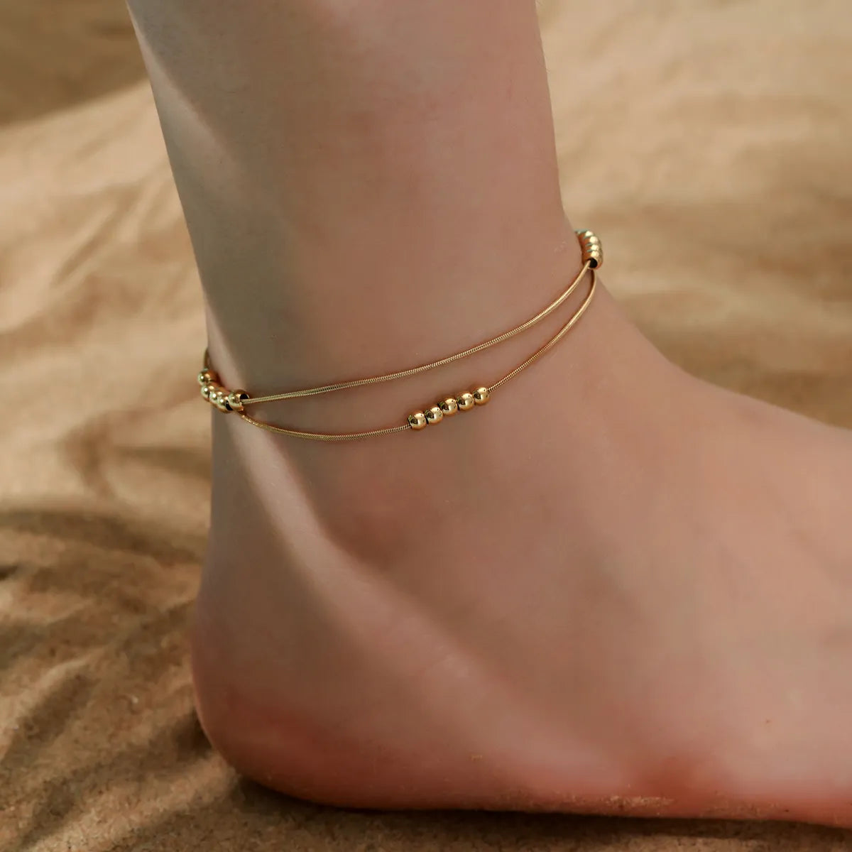 Hawaiian Tropical Solid Color 304 Stainless Steel Plating 18K Gold Plated Women'S Anklet