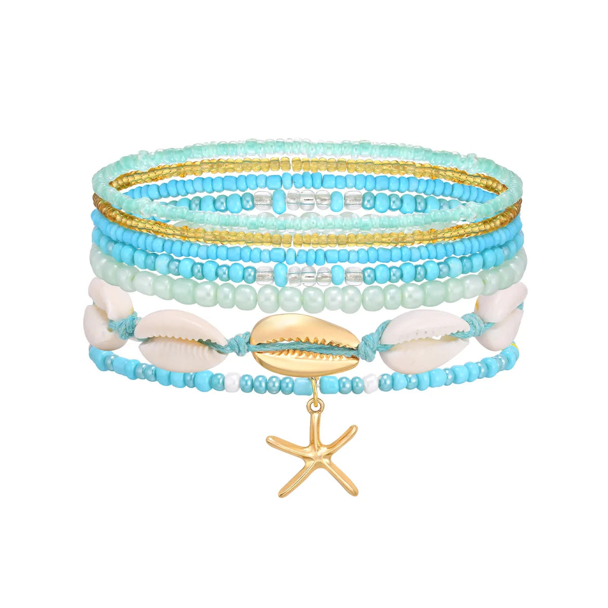 Hawaiian Vacation Beach Shell 18K Gold Plated Alloy Plastic Shell Wholesale Bracelets