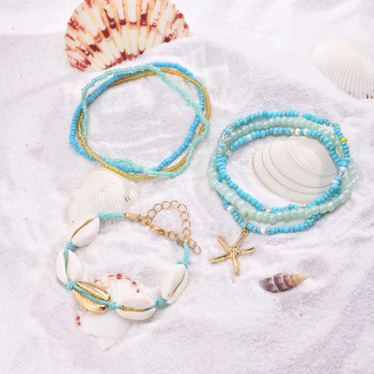 Hawaiian Vacation Beach Shell 18K Gold Plated Alloy Plastic Shell Wholesale Bracelets