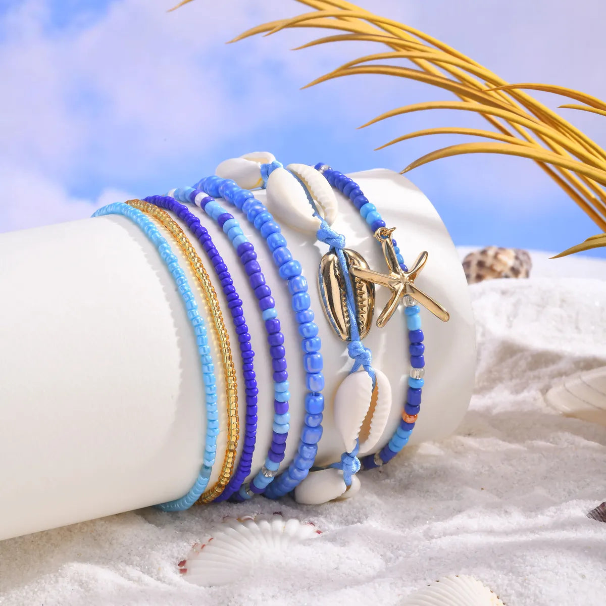 Hawaiian Vacation Beach Shell 18K Gold Plated Alloy Plastic Shell Wholesale Bracelets