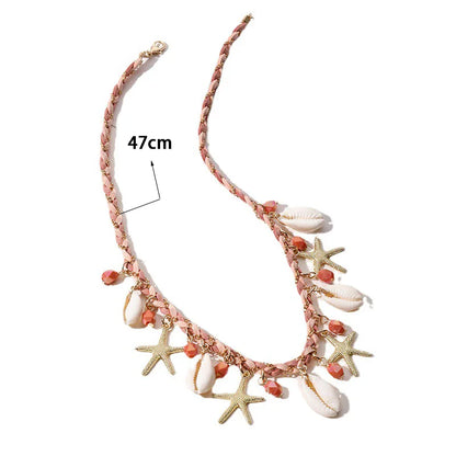 Hawaiian Vacation Beach Starfish Conch Shell Alloy Wholesale Necklace