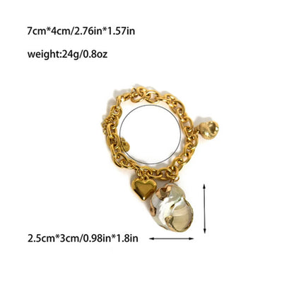 Hawaiian Vacation Marine Style Conch Heart Shape 304 Stainless Steel 14K Gold Plated Bracelets In Bulk