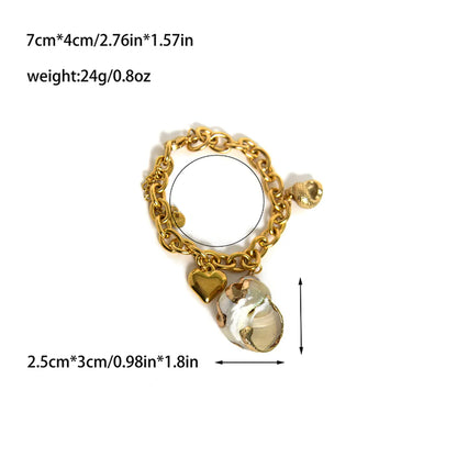 Hawaiian Vacation Marine Style Conch Heart Shape 304 Stainless Steel 14K Gold Plated Bracelets In Bulk