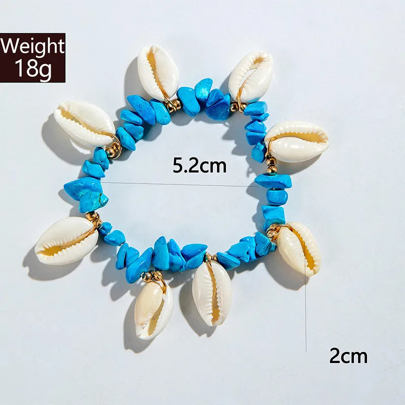 Hawaiian Vacation Modern Style Geometric Alloy Gravel Shell Wholesale Anklet